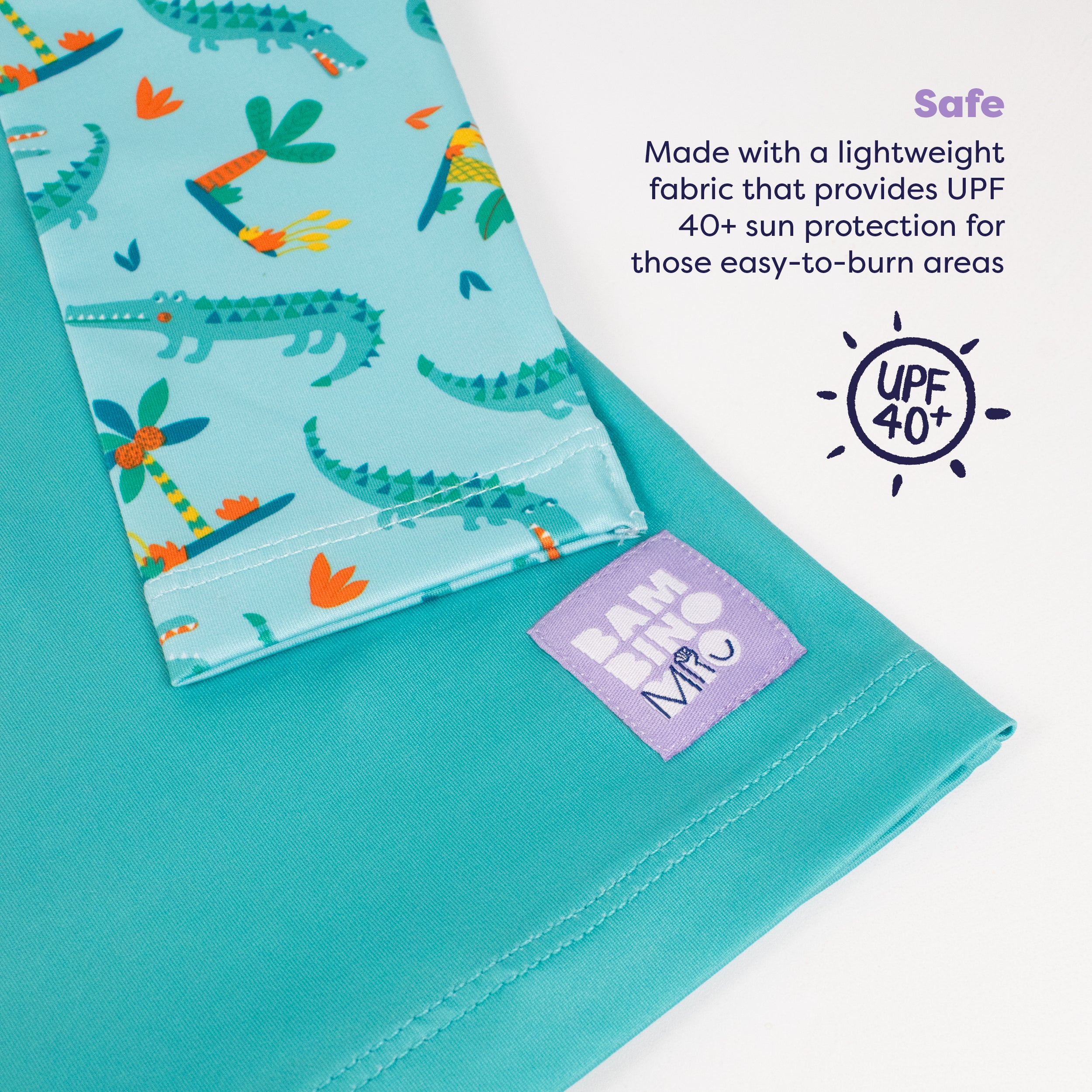 UPF 40+ Soft and Gentle Protective Beach Rash Vest in Crafty Croc - Bambino Mio (EU)