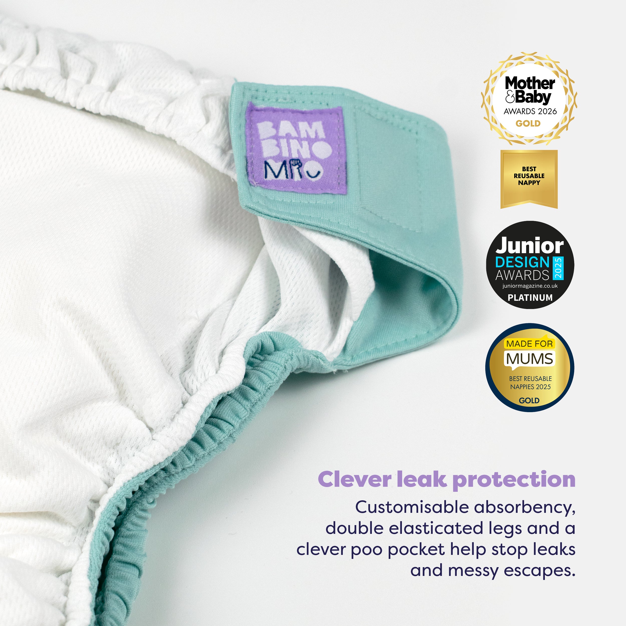 Revolutionary Reusable Diaper in Aqua - Bambino Mio (EU)