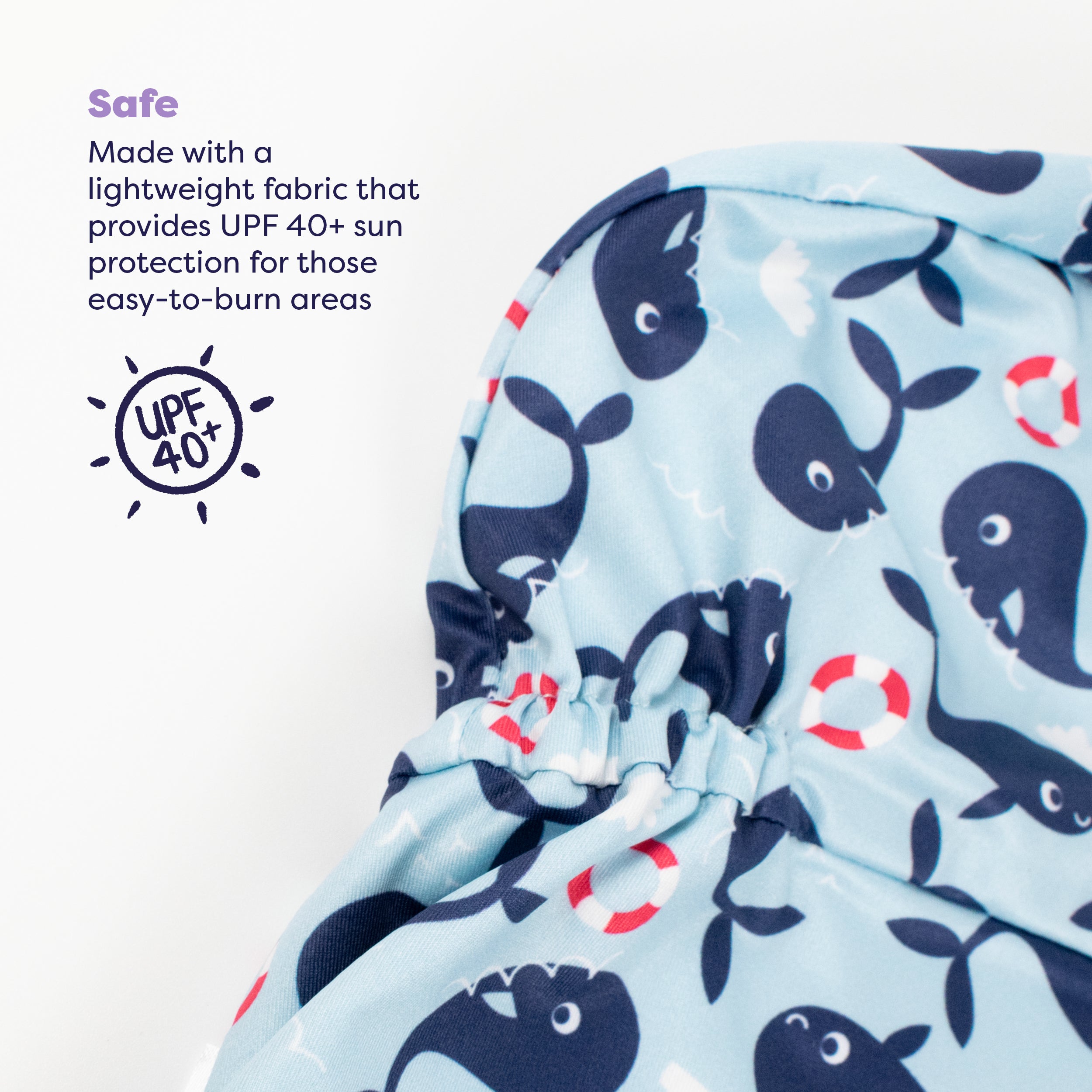 UPF 40+ Reversible Swim Hat for Babies and Toddlers in Blue Whale - Bambino Mio (EU)