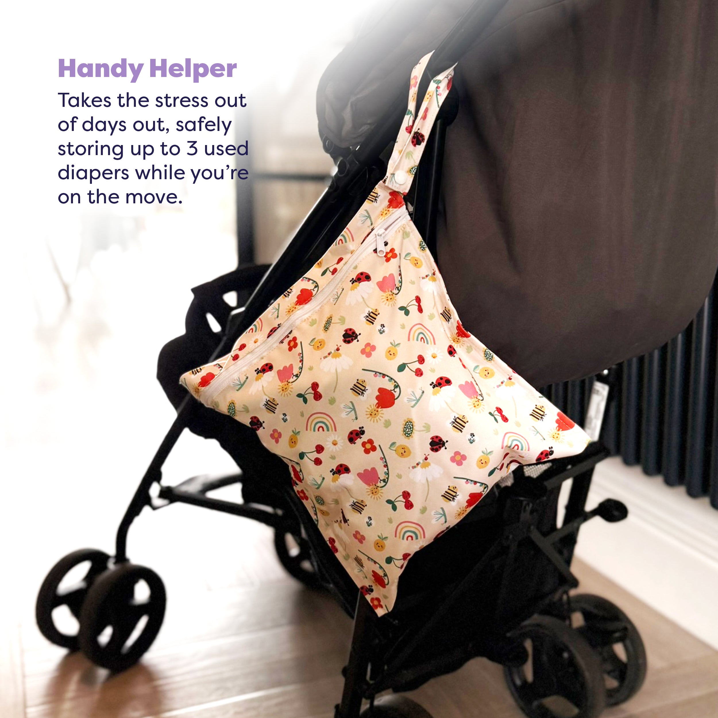 Out and About Waterproof Wet Diaper Bag in Sunshine Friends - Bambino Mio (EU)