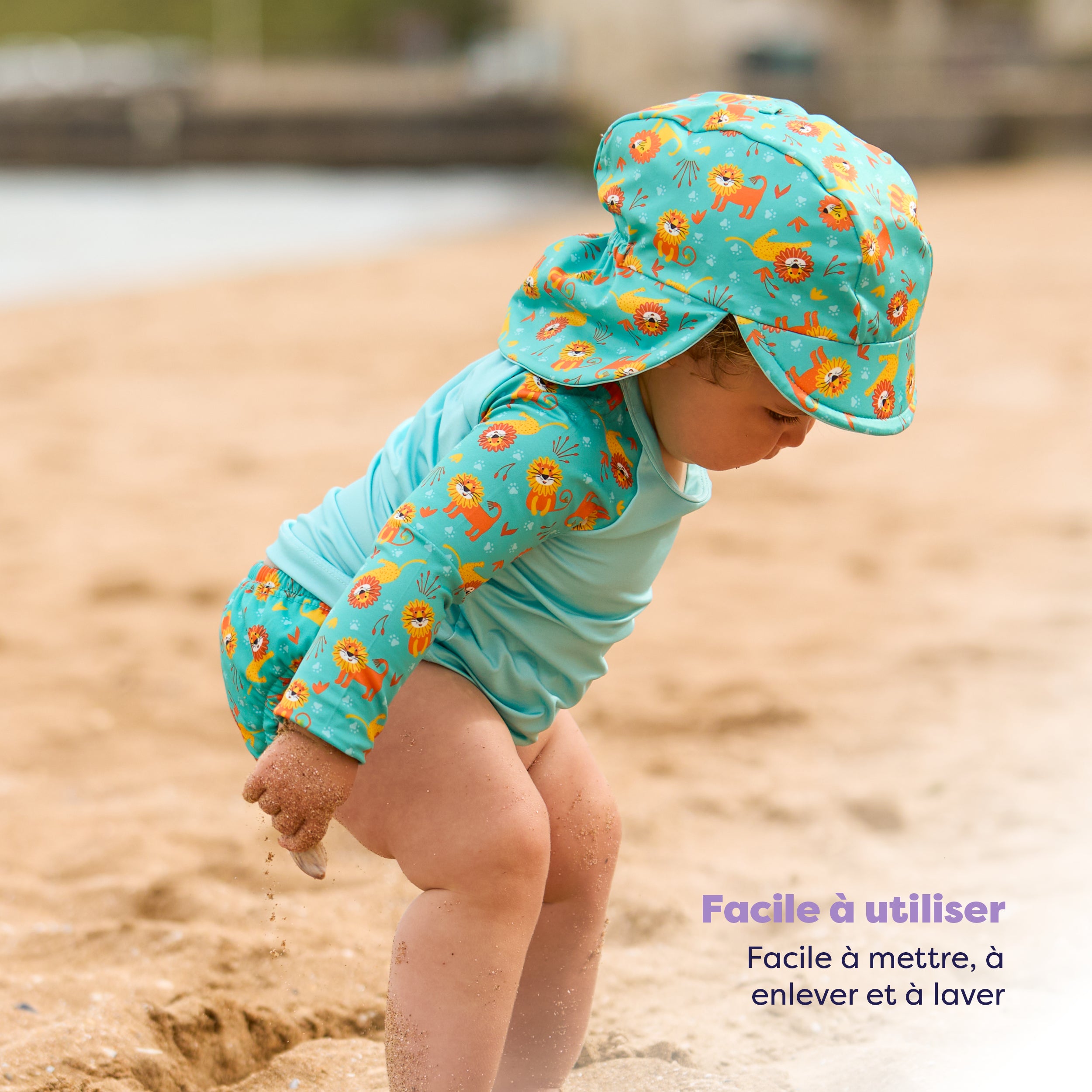 3 Piece Baby Swim Set with Swim Nappy, Swim top and Swim Hat in Cool Cats - Bambino Mio (EU)