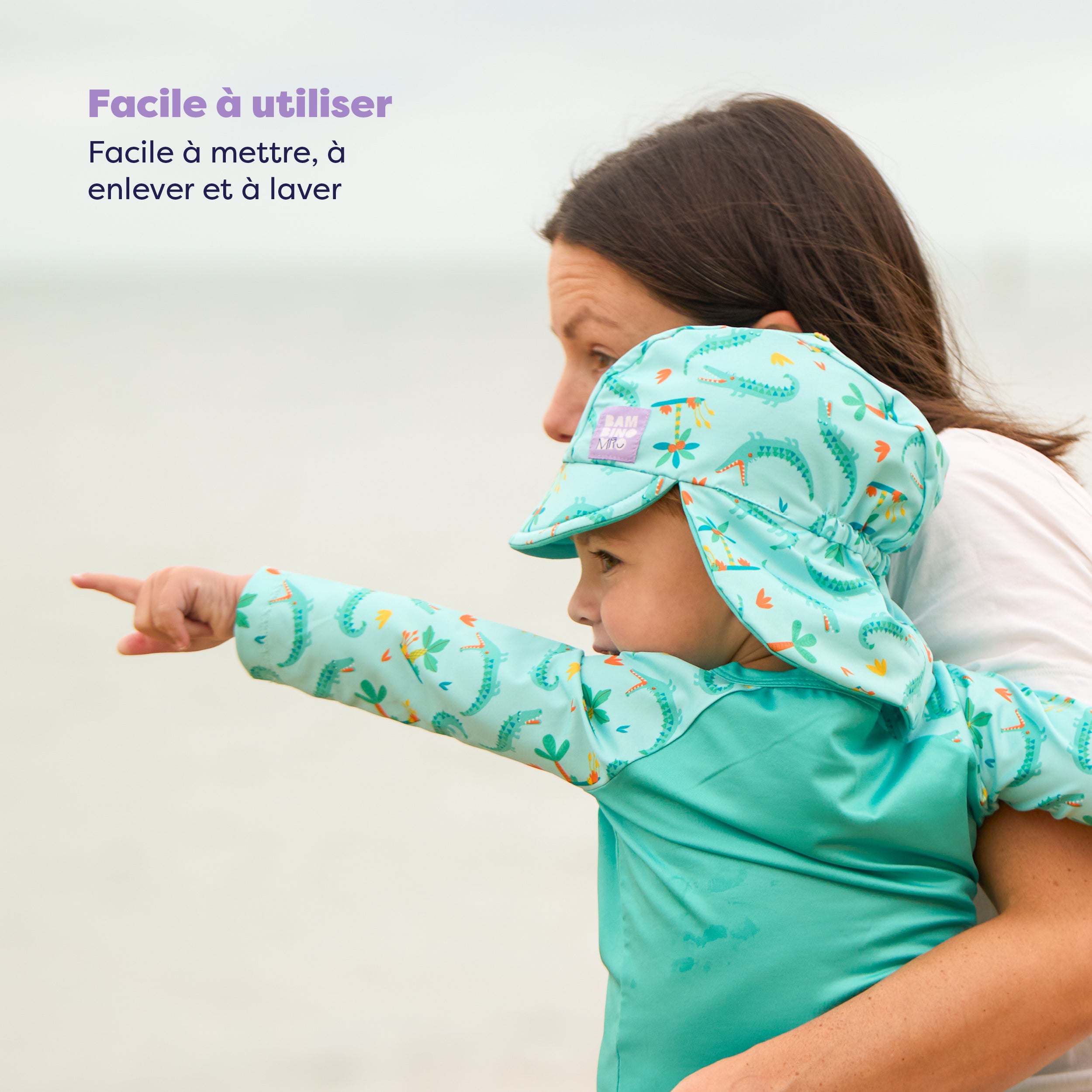 3 Piece Baby Swim Set with Swim Nappy, Swim top and Swim Hat in Crafty Croc - Bambino Mio (EU)