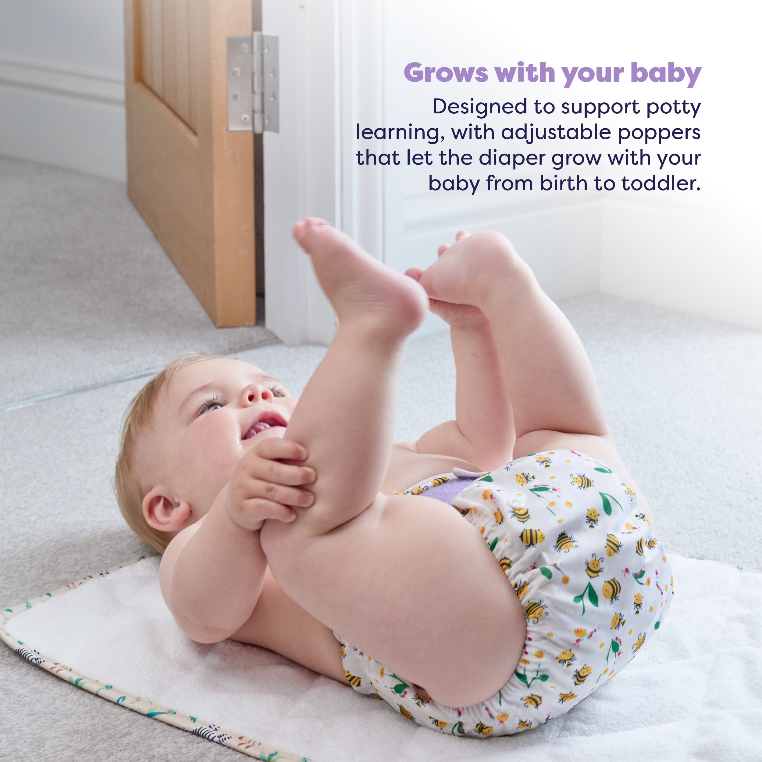 Revolutionary Reusable Diaper in Busy Bees - Bambino Mio (EU)
