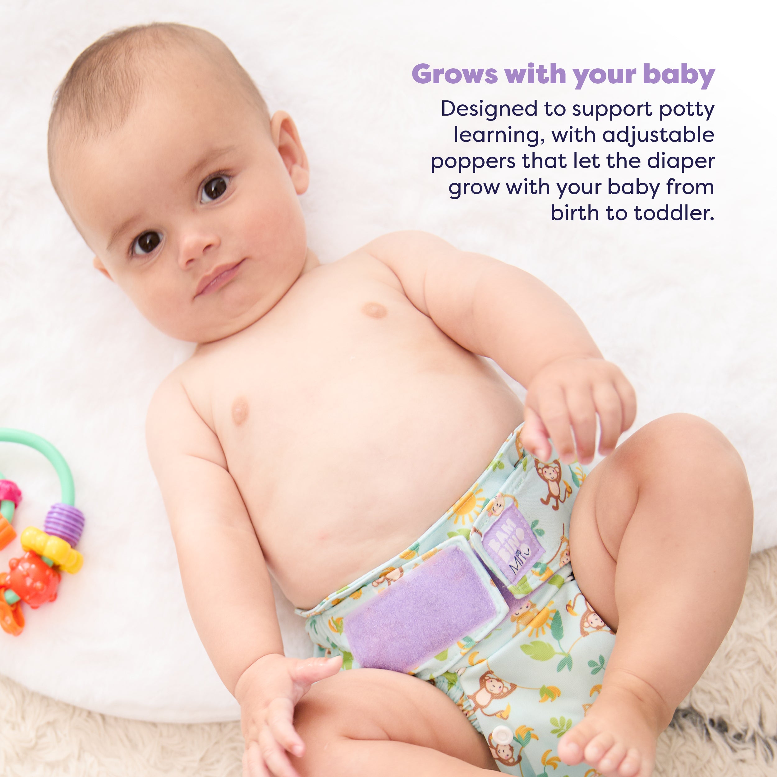 Revolutionary Reusable Diaper in Cheeky Monkeys - Bambino Mio (EU)