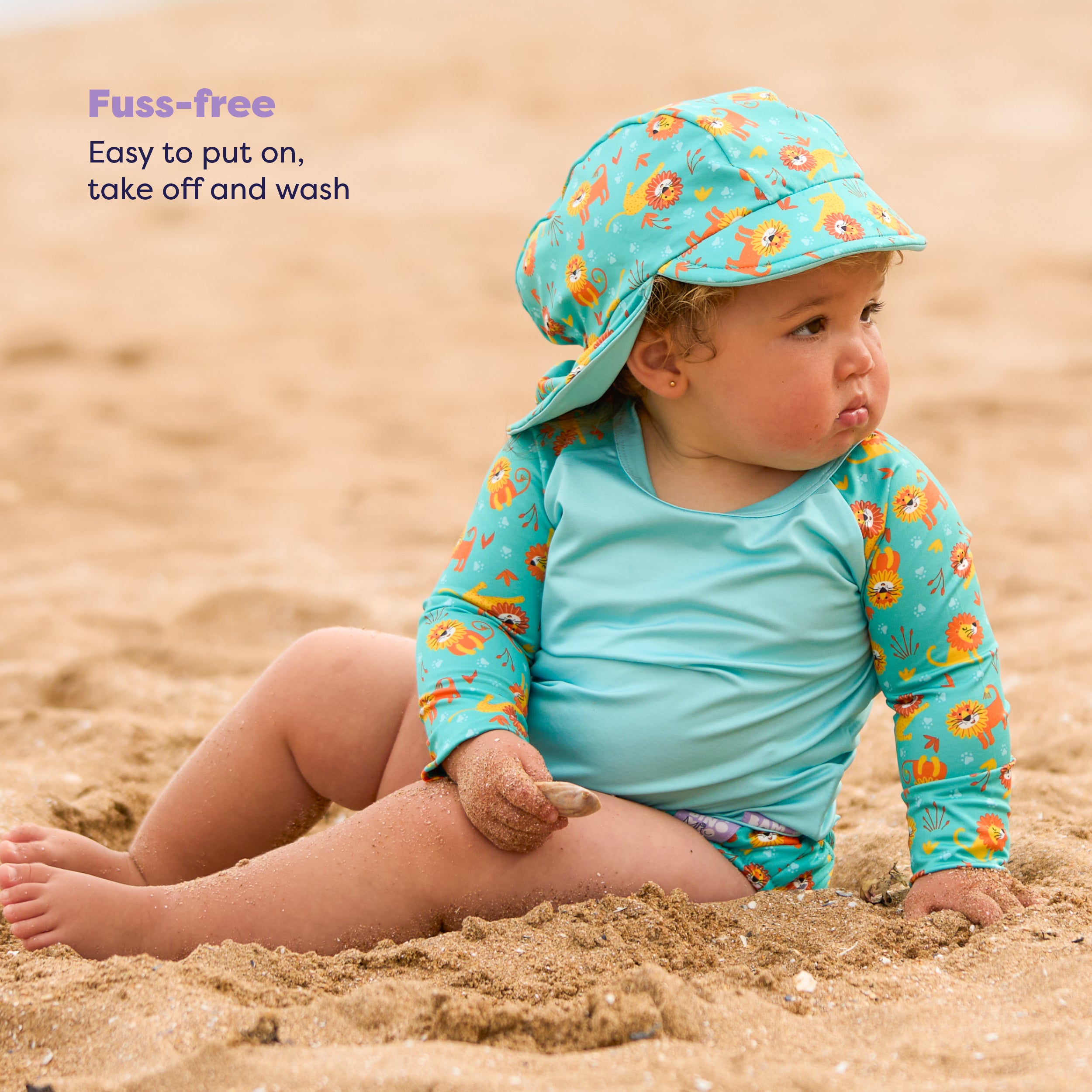 UPF 40+ Reversible Swim Hat for Babies and Toddlers in Cool Cats - Bambino Mio (EU)