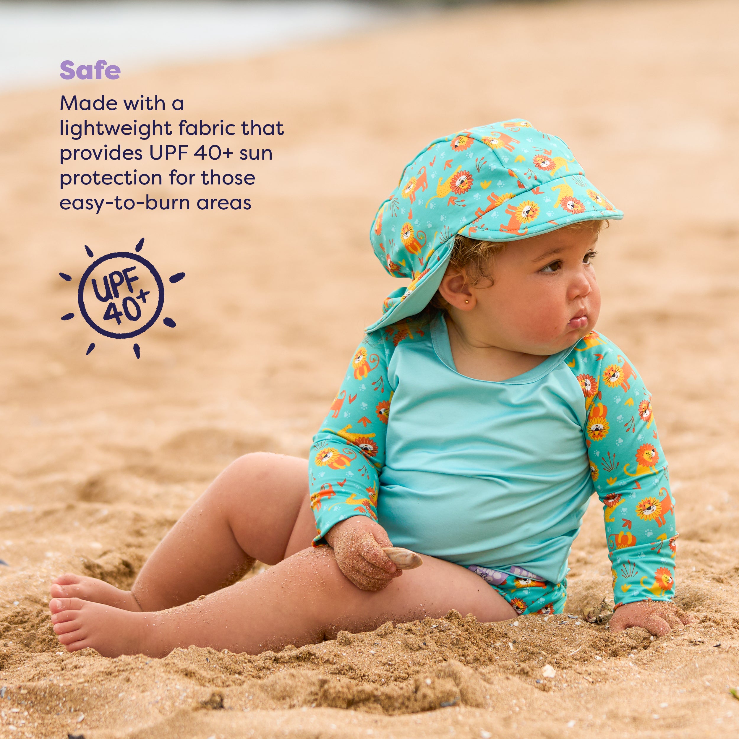 3 Piece Baby Swim Set with Swim Nappy, Swim top and Swim Hat in Cool Cats - Bambino Mio (EU)