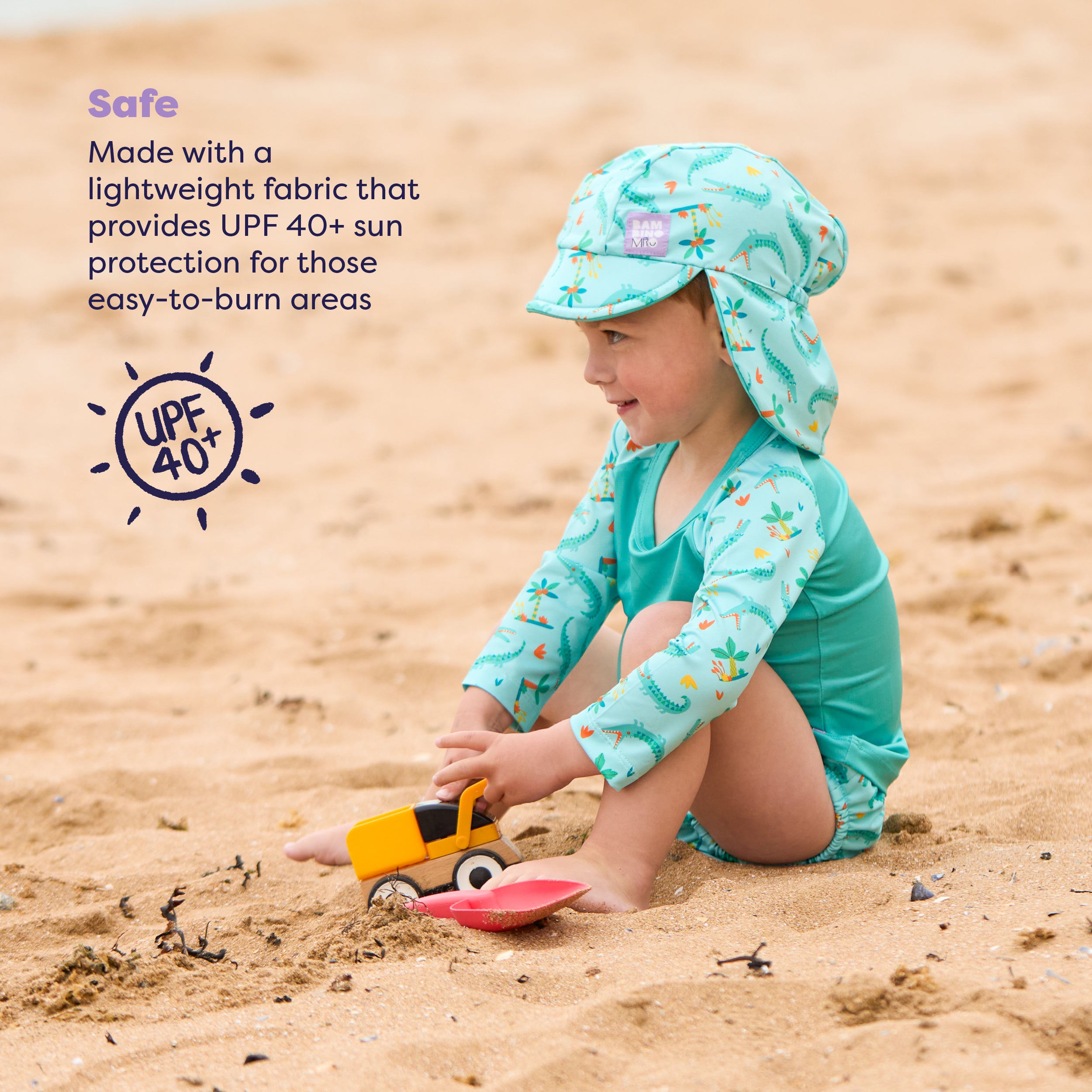 3 Piece Baby Swim Set with Swim Nappy, Swim top and Swim Hat in Crafty Croc - Bambino Mio (EU)