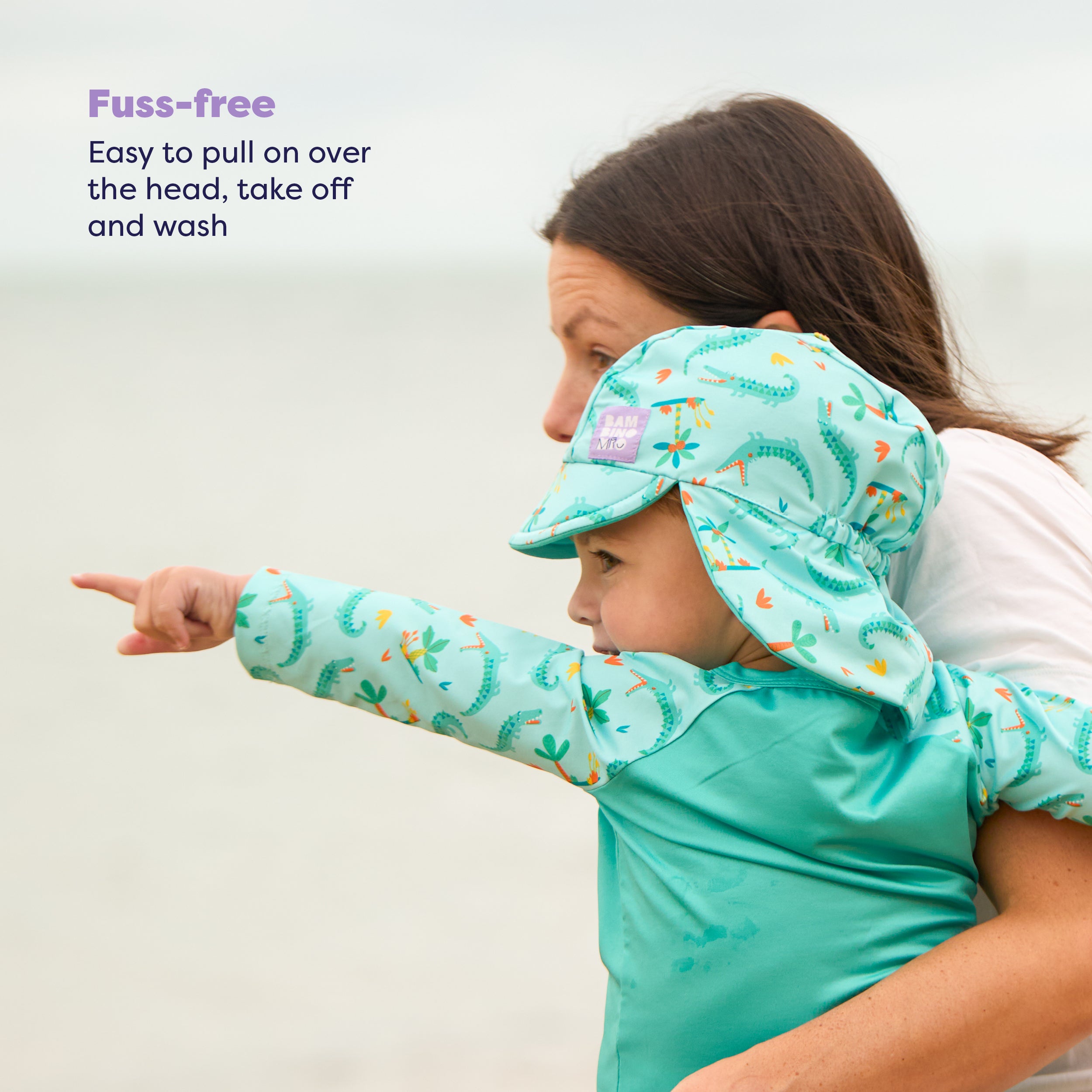 UPF 40+ Soft and Gentle Protective Beach Rash Vest in Crafty Croc - Bambino Mio (EU)