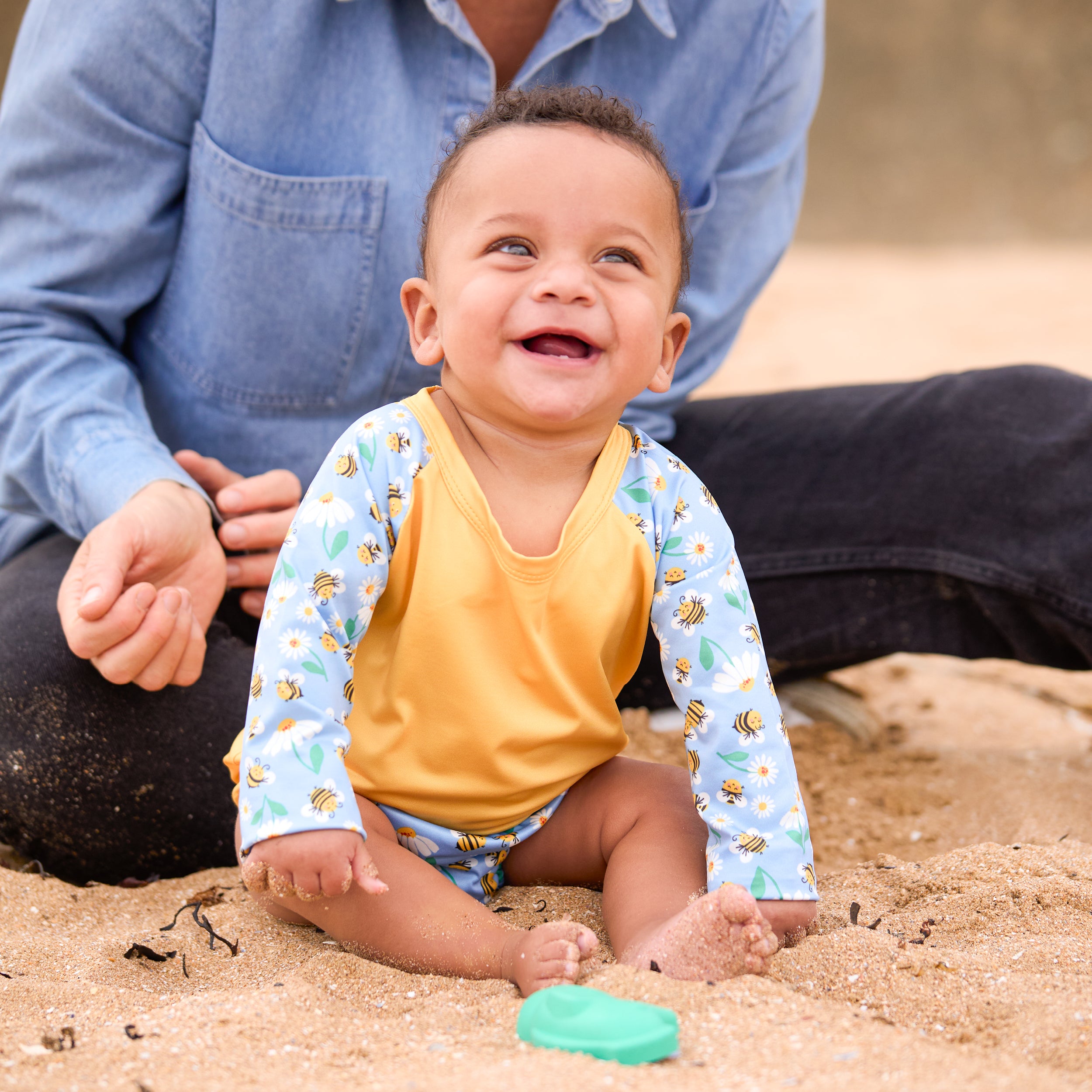 UPF 40+ Soft and Gentle Protective Beach Rash Vest in Busy Bees - Bambino Mio (EU)
