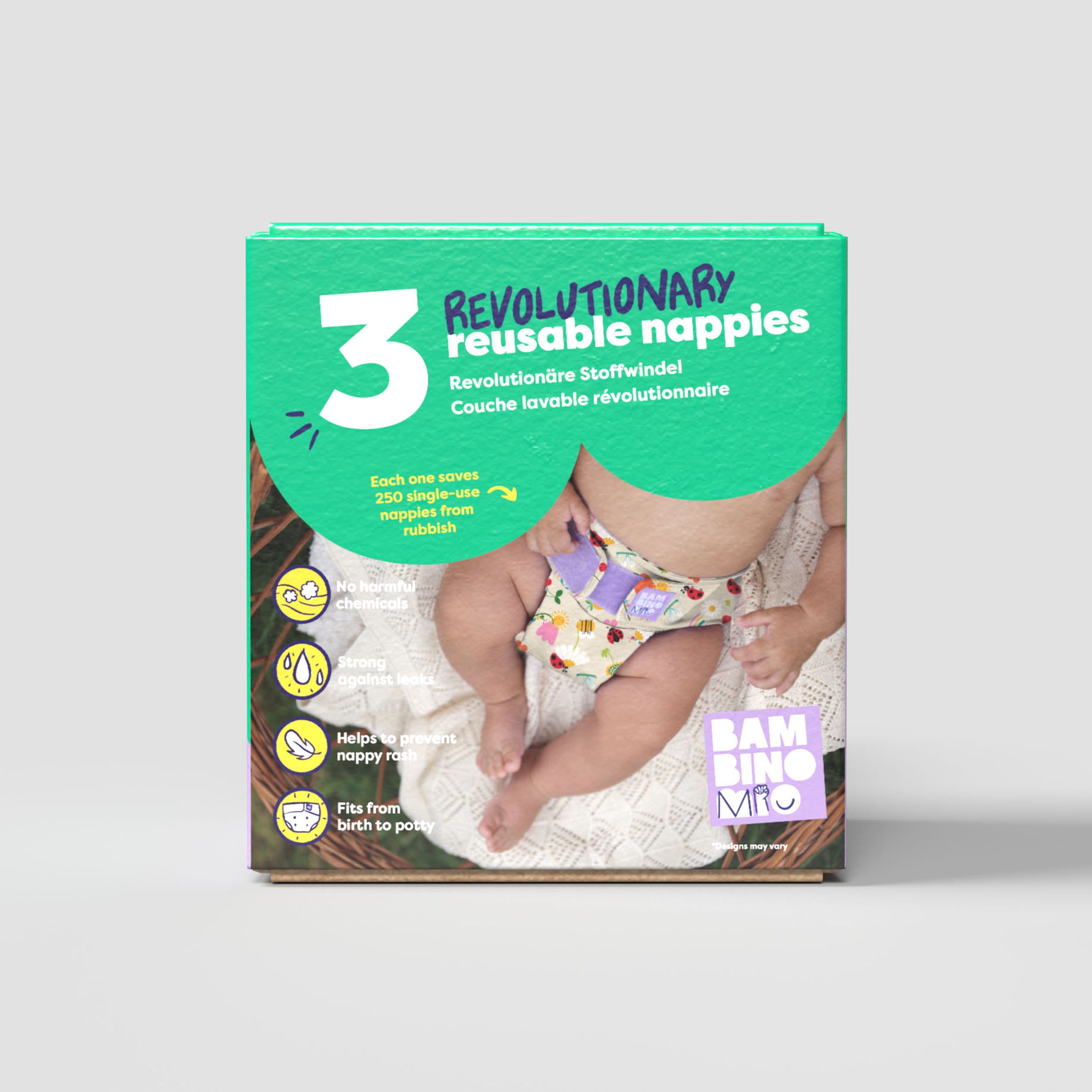 Revolutionary Try-Me-Trio Reusable Diaper Bundle in Wild Life - Bambino Mio (EU)