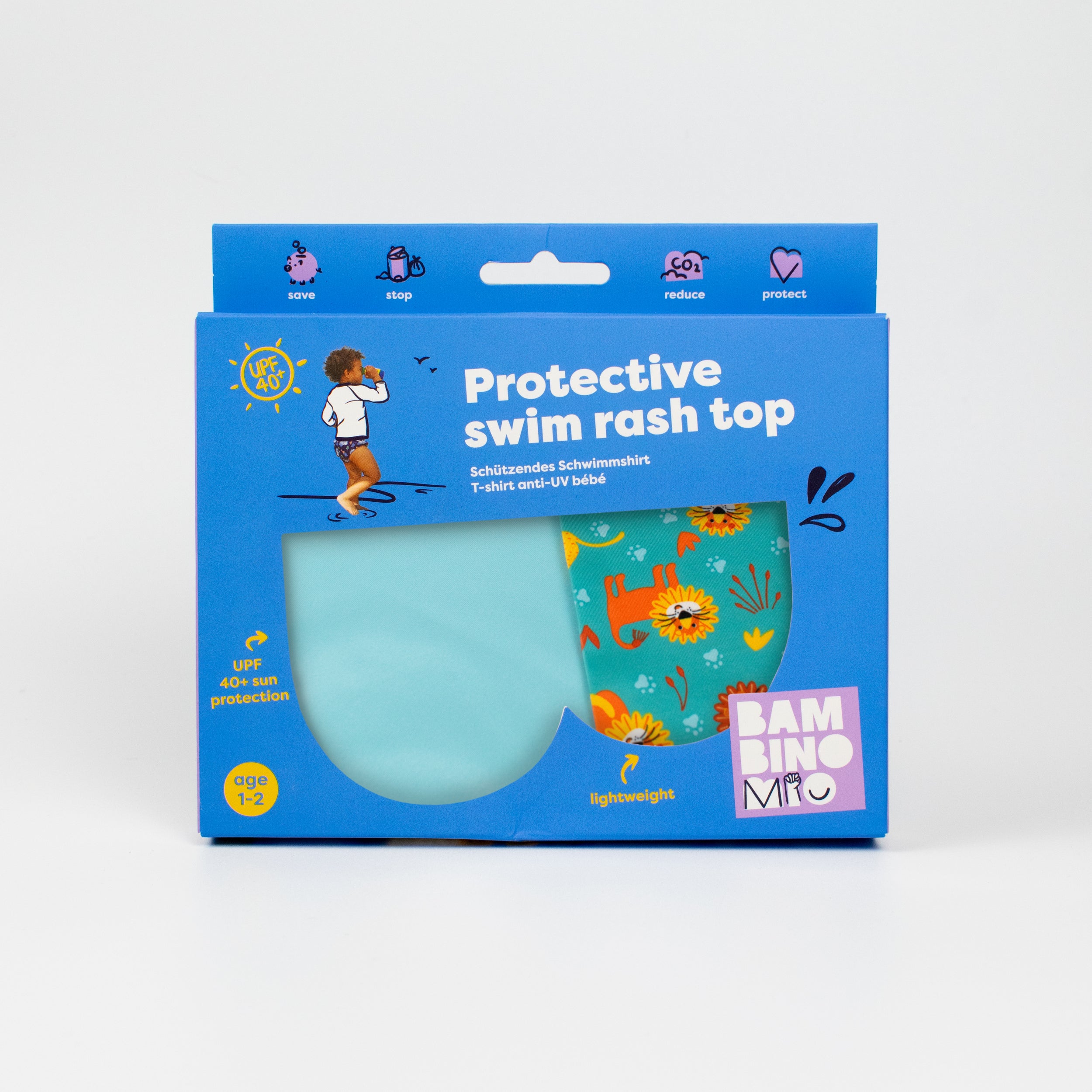 UPF 40+ Soft and Gentle Protective Beach Rash Vest in Cool Cats - Bambino Mio (EU)