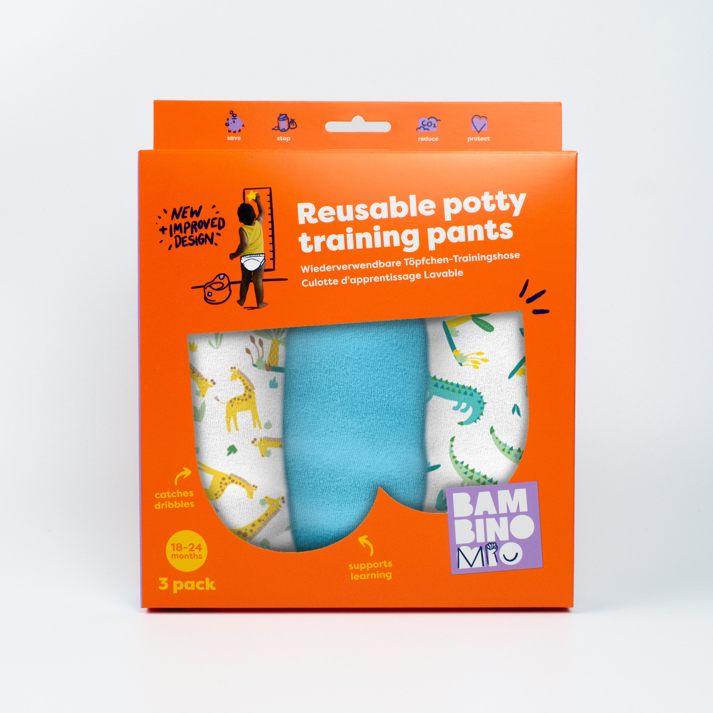 NEW: Reusable Potty Training Pants 3 Pack in Wild Life - Elite - Bambino Mio (EU)