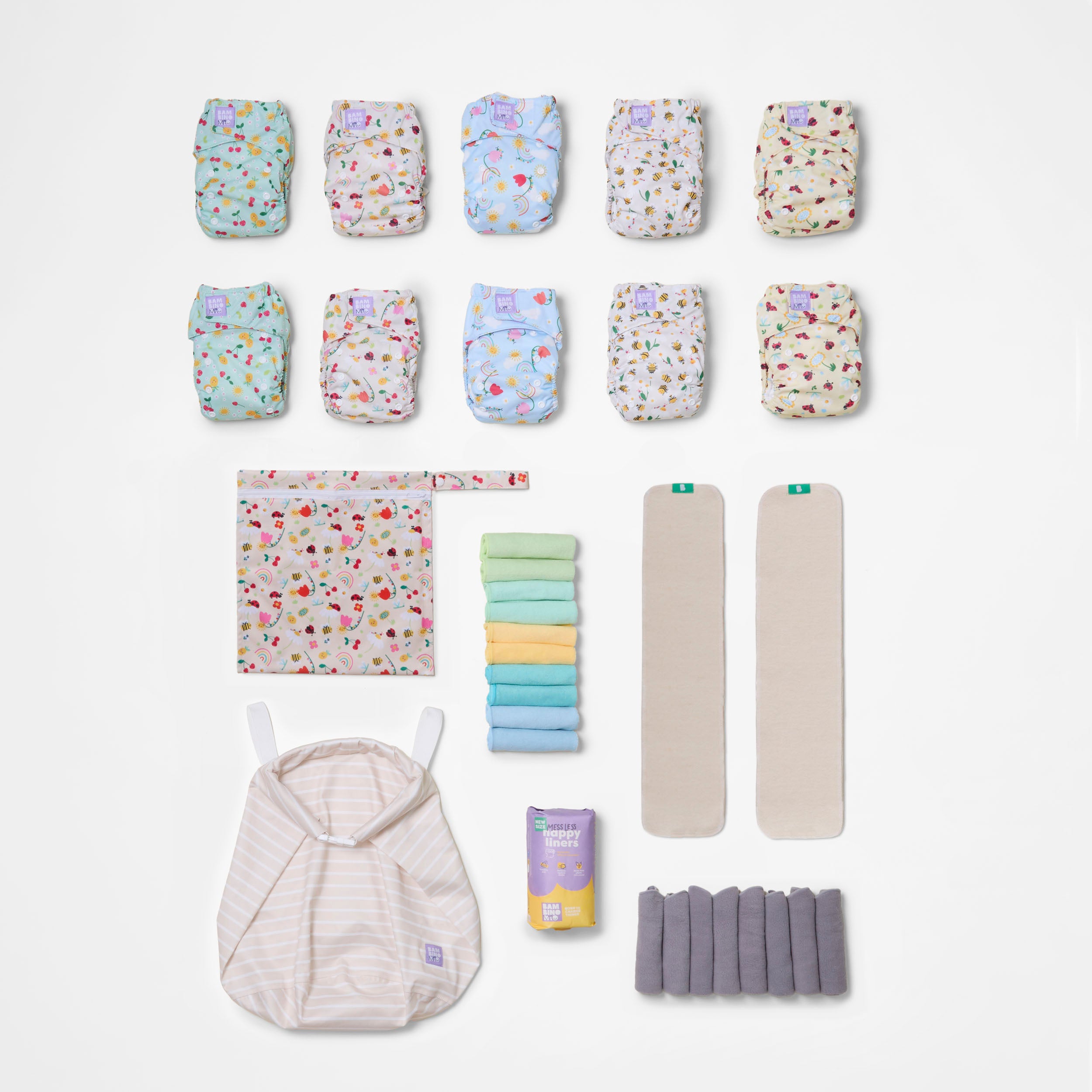 The Essentials Reusable Diaper Bundle in Garden Party - Bambino Mio (EU)