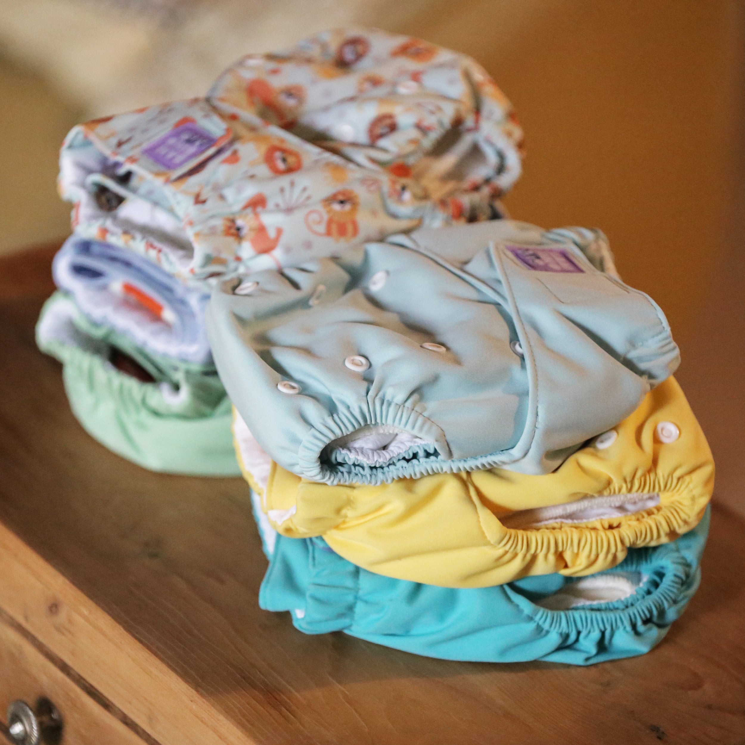 The Essentials Reusable Diaper Bundle in Wildlife + Pastels